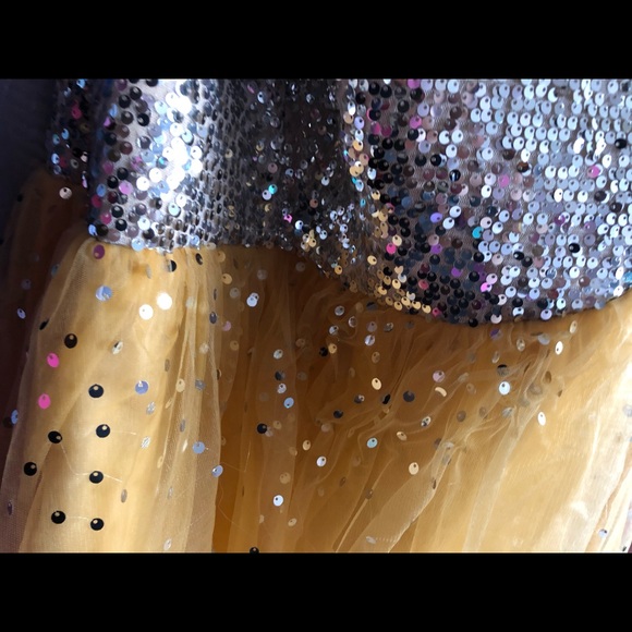 Strapless Gold Mermaid Sequin Prom Dress w/ Corset - Picture 2 of 12